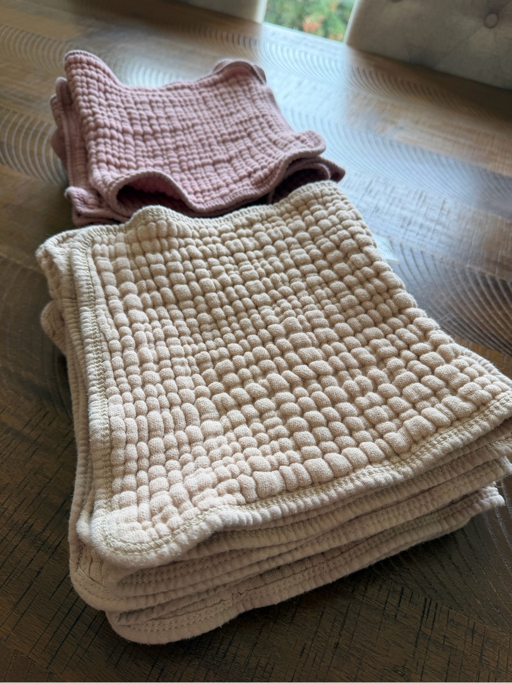 15 Comfy Cubs Muslin Burp Cloths Tan and Dusty Pink